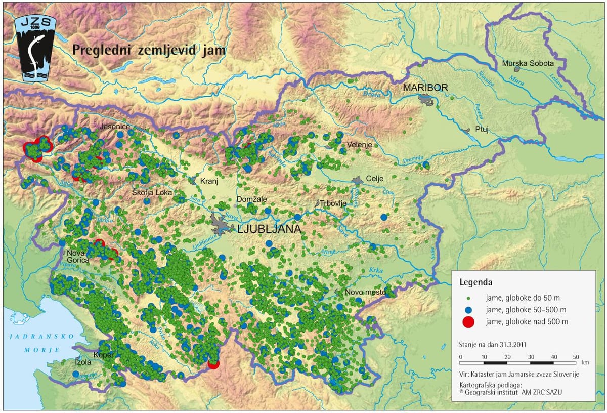 Karta pećina u Sloveniji