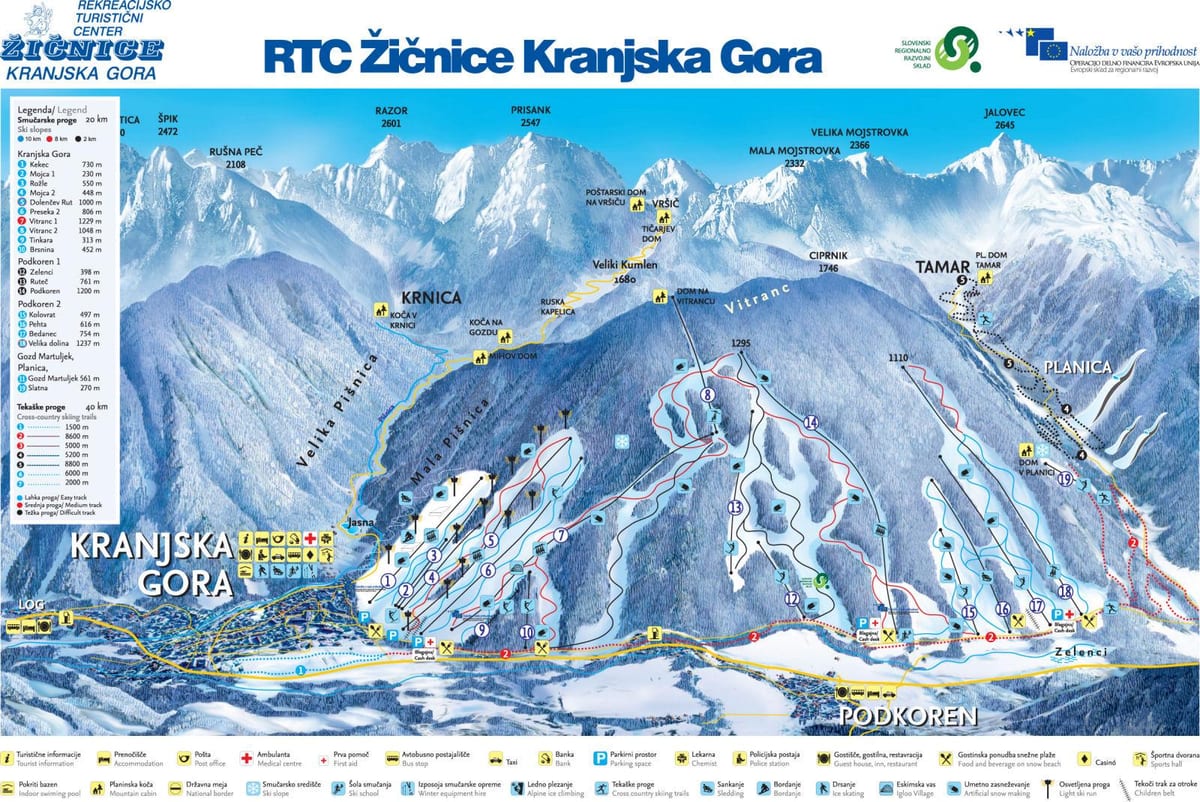 Karta Slovenija skijališta