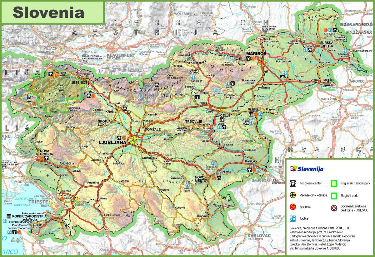 Karta Slovenije cesti