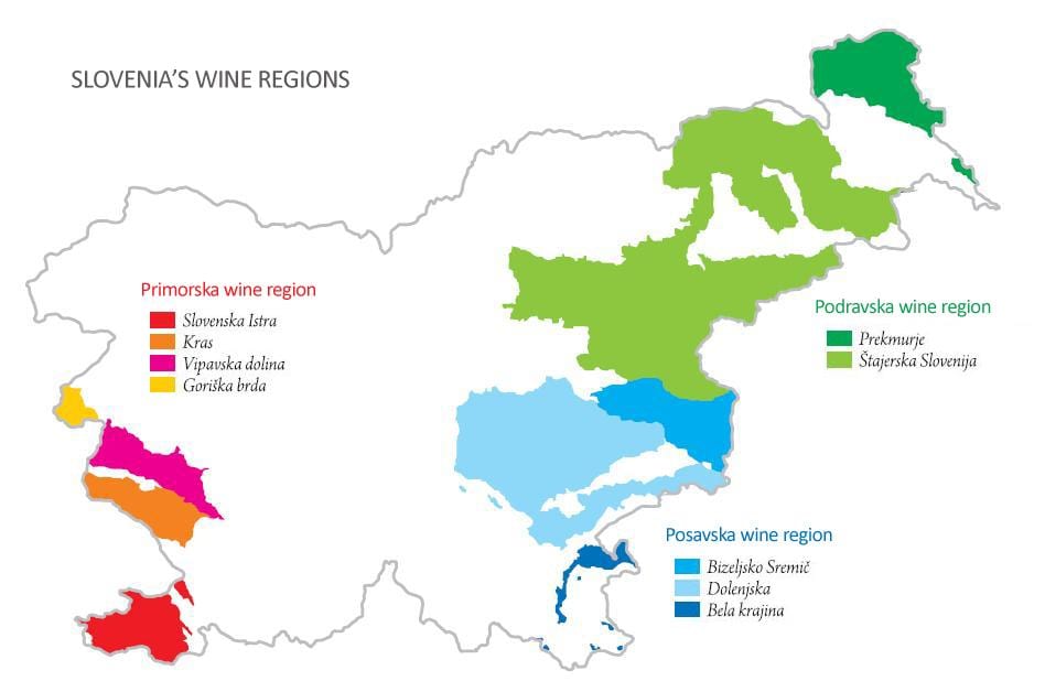 Karta Slovenije vino