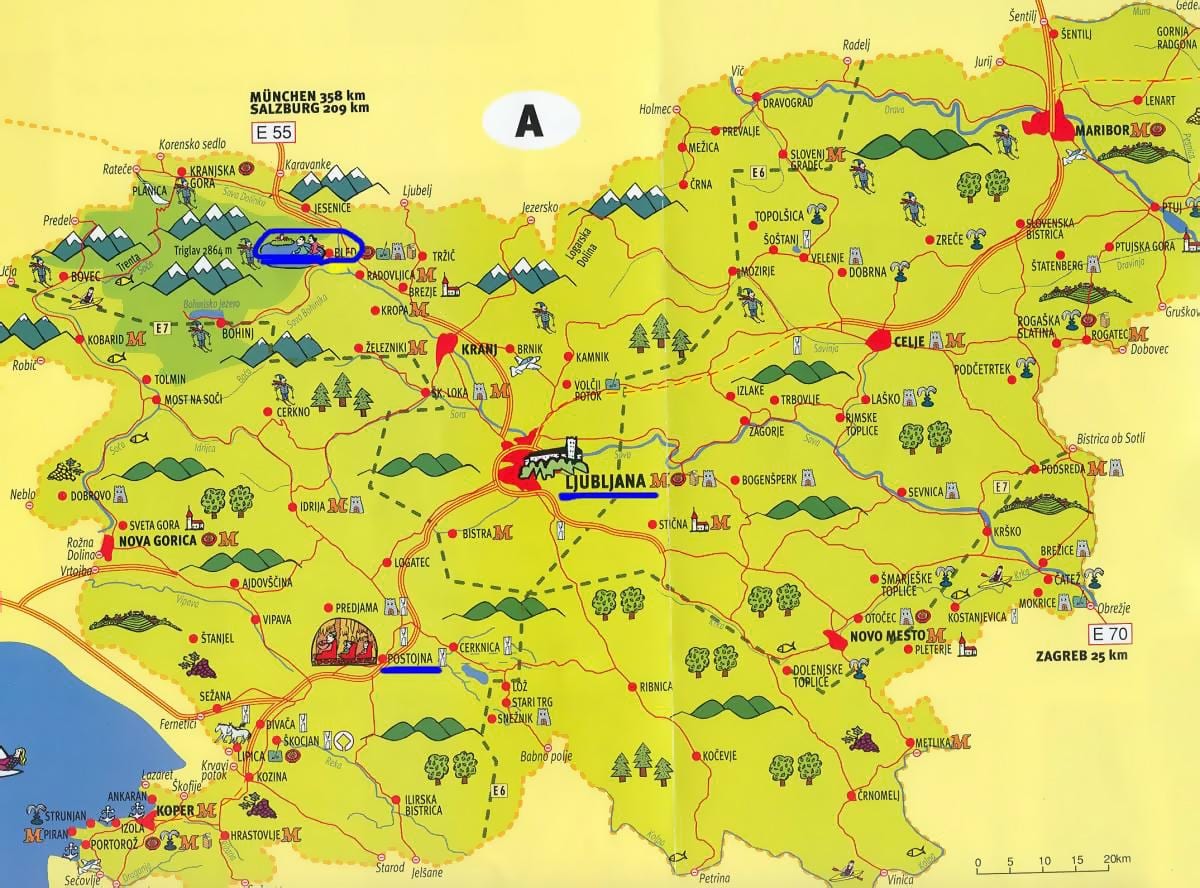 Karta Slovenija znamenitosti