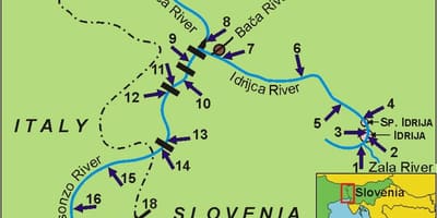 Karta rijeke soče u Sloveniji