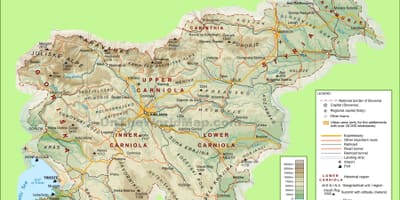 Karta Slovenije fizičke